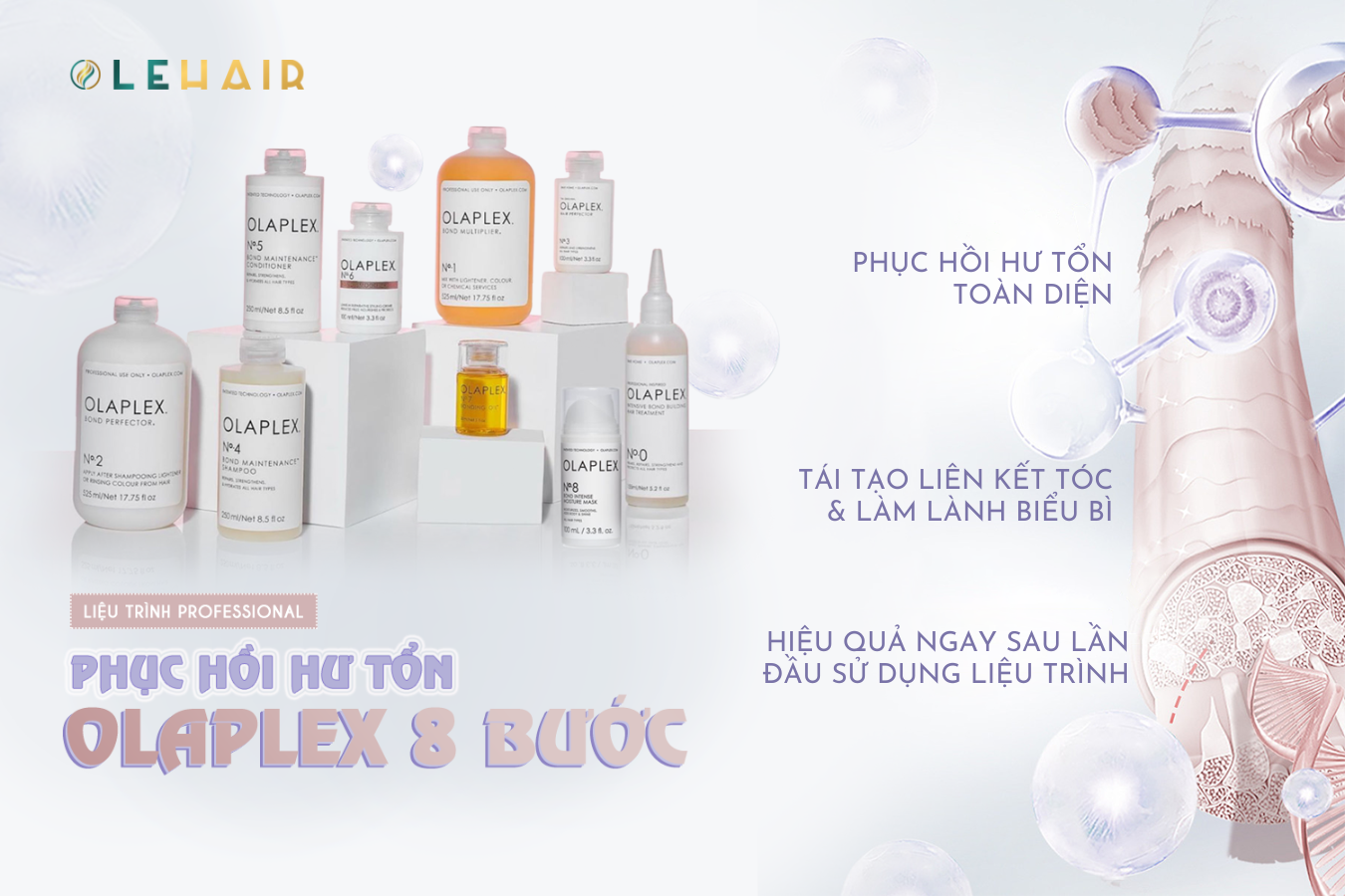 LIỆU TRÌNH ĐIỀU TRỊ - PHỤC HỒI CHUYÊN SÂU OLAPLEX 11 BƯỚC (11 steps olaplex repair therapy treatment)